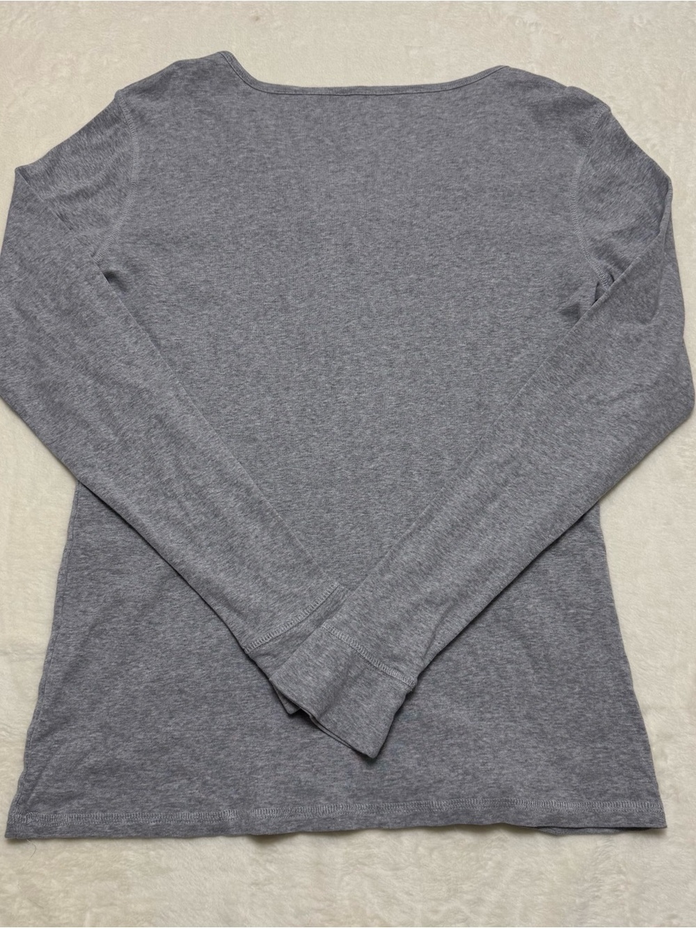 Talbots Women’s Heather Gray Henley Pajama Long Slv. Cotton Top Size Small - Picture 4 of 7